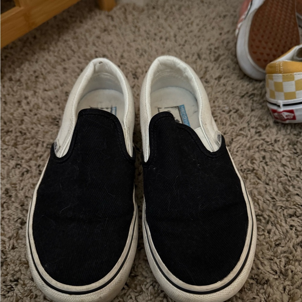 Vans Black and White Slip-On Shoes